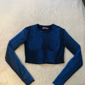 Edikted Navy Blue Patterned Crop Top